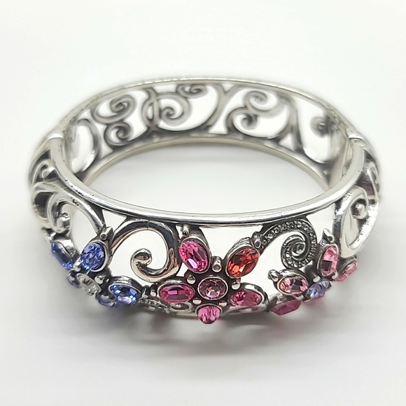 Brighton "GARDEN OF DREAMS" Pink/Purple Swarovski Crystal Floral Hinged Bangle! - Picture 9 of 15